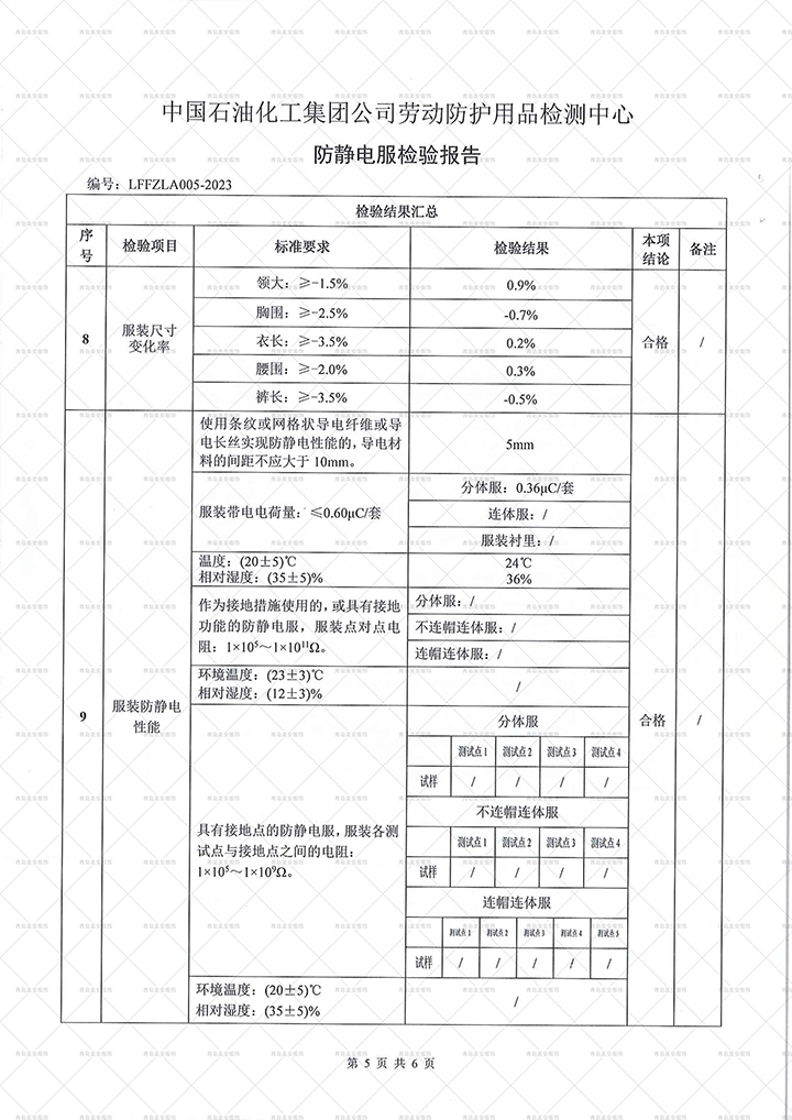 劳安年检防静电服二连体检测报告（东营）-6